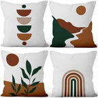 Bohemian Abstract Throw Pillow Covers 24"x24" Set of 4, Boho Minimalist Geometric Leaves Cushion Cover for Sofa Chair Couch Bed Office Garden Patio Farmhouse Indoor Outdoor Decorative by VieSavaran