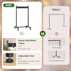 ELYKEN Christmas Stocking Holder Stand for Floor, Free Standing Stocking Rack with 4 Removable Hooks, Wood Stocking Hanger Stand, Heavy Duty Xmas Stocking Stand with Adjustable Feet, Black - Image 4