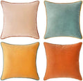 MONDAY MOOSE Decorative Throw Pillow Covers Cushion Cases, Set of 4 Soft Velvet Modern Double-Sided Designs, Mix and Match for Home Decor, Pillow Inserts Not Included (26x26 inch, Orange/Teal) by MondayMoose