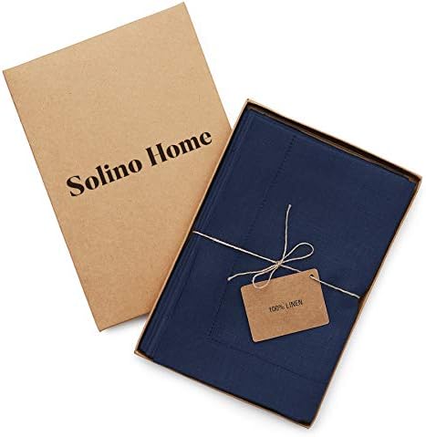 Solino Home 100% Linen Napkins Navy, Classic Hemstitch 20 x 20 in, Set of 4 - Image 4