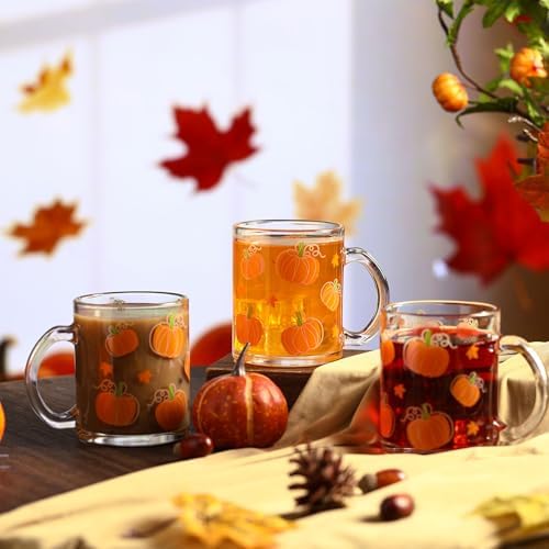 Maxcheck 6 Pack 12 oz Fall Pumpkin Coffee Mugs, Glass Cups Bulk - Image 3
