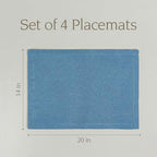 Over&Back Set of 4 Washed 100%-Linen Woven Placemats - Colorful Dining Table Mat - Machine Washable - Kitchen and Home Decor - Blue - Image 5