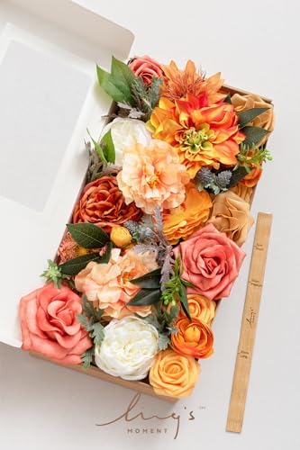 Ling's moment Fake Flowers Box, Vintage Coral & Orange Deluxe Combo - Image 6