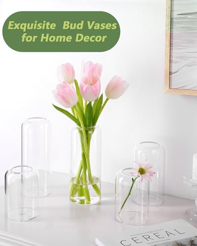 ZENS Bud Vases in Bulk Set of 12, Modern Small Glass Vases for Flower Clear Bud Vases for Wedding Centerpiece, Blown Thicker Small Vase for Flowers, Wedding Party Decorative, Home Bathroom Decor - Image 4