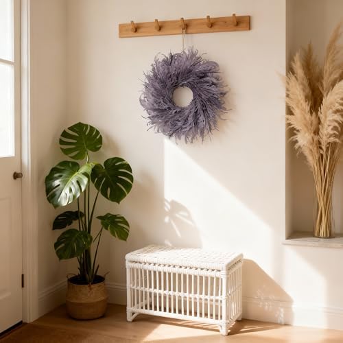 HipTree 28 Inch Farmhouse Purple Flocked Cypress Spring Wreath Outdoor - Image 6
