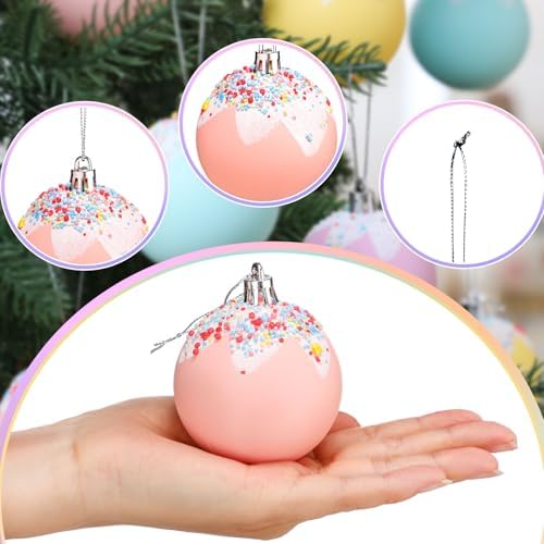 Gejoy 30 Pcs Candy Land Christmas Ornaments 2.36'' Sprinkles Candy Balls - Image 2