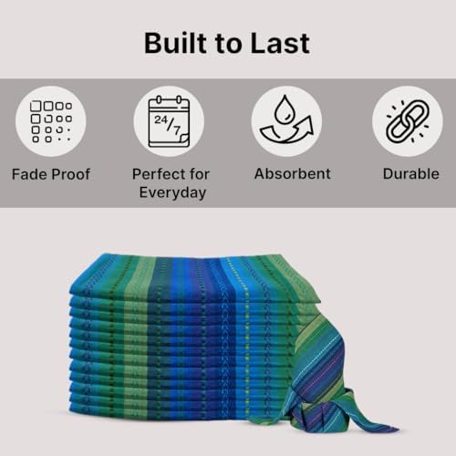 LFH Home Cotton Rich Cloth Salsa Napkin Set of 12 Washable Soft Durable Striped Table Napkins for Dining Wedding Daily Use Reusable Eco-Friendly Fabric Napkins for Elegant Settings(18x18)-Violet Multi - Image 5