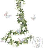 13 Ft White Flower Garland with Butterfly, Artificial Eucalyptus Rose Vine - Image 7