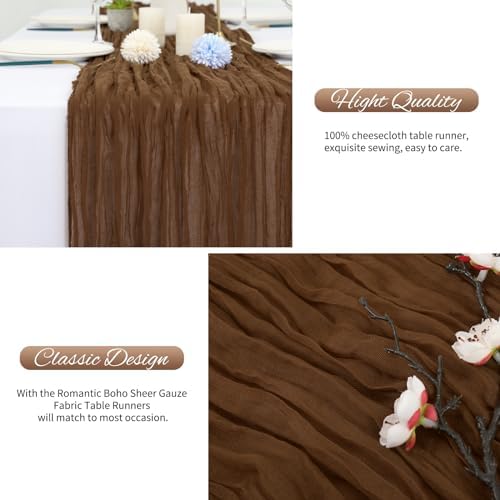 20 Pack Brown Cheesecloth Table Runner 120 Inch 10FT Rustic Boho Gauze Cheese Cloth Table Runner for Wedding Party Baby Shower Thanksgiving Christmas Decoration - Image 6