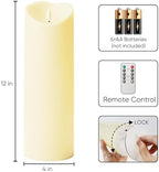 Homemory 4"x12" Outdoor Waterproof Flameless Candles with Timers and Remote Control, Battery Operated Candles, LED Plastic Candles, Dark Ivory, Set of 2 - Image 7