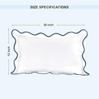 Ridhi White with Blue Scalloped 100% Cotton Throw Pillow Covers 12x20 Inch - Image 5