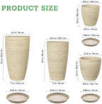 ZMTECH 4 Pack Plastic Planters 21/18/12/10in, Beige Faux Stone Finish Round Flower Pots with Drainage Holes & Saucers, Large Tall Plant Pots for Indoor Outdoor, Patio Garden Decor, Plant Containers - Image 2