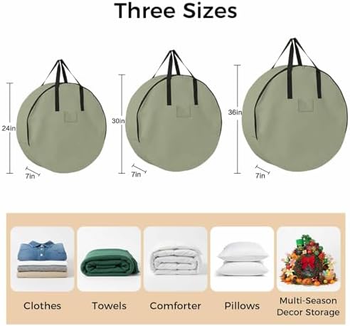 36 Inch Round Storage Bag 1 Pack,Vintage Green Graze Pattern Waterproof Wreath Storage Container with Handles&Zipper Monochrome Closet Organizer Bags Garland Box - Image 7