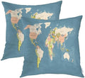 Batmerry World Map Throw Pillow Covers, Vintage Map of Europe in Color Background Decorative Pillow Covers Digital Printing Blended for Couch Sofa Bed Invisible Zipper 26X26 in(Set of 2) by Batmerry