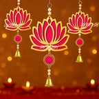 Divyakosh Fabric & Beads Lotus Hangings for Decoration,Pack of 10,Color,Pink,Door/Wall Decor,Mandir Pooja Room,Temple Decor,Export Quality,Wedding Backdrop Decorative Items,Size,9 Inch - Image 2