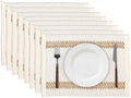Niviy Boho Placemats Set of 8, 12x18 Inch Natural Cotton Burlap and Kitchen Woven Placemats with Tassels for Dining Table Centerpiece Thanksgiving Home Decorations by Niviy
