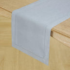 Solino Home 100% Pure Linen Table Runner Blue, Classic Hemstitch 14 x 90 in - Image 2