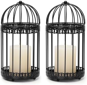 NUPTIO Vintage Bird Cage Lantern, Black Bird Cage Decor Candle Lanterns by Nuptio