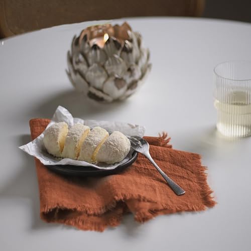 Handmade Cloth Napkins 100% Cotton Napkins with Fringe，Delicate Handmade Cloth Napkins for Dinners, Parties, Weddings and More，18 x 18 Inch Set of 12 - Terracotta - Image 5