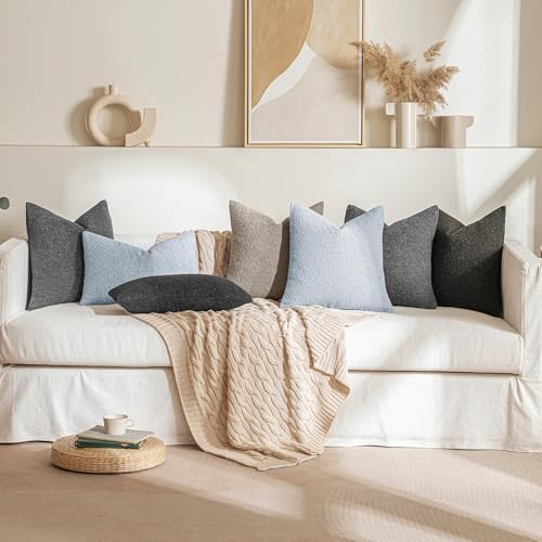 MIULEE 20x20 Decorative Boucle Couch Pillow Covers Sky - Image 4