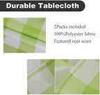 Cupuamon 2 Pack Waterproof Polyester Fabic Square Checkered Tablecloth，54x54 Outdoor Table Cloth，Oil Stain Prevention Table Cloth for Pinics and Parties（Emerald and White） - Image 2