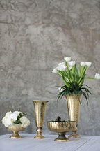 Accent Decor Distressed Gold Metal Compote Bowl | Gold Compote Vase l Lita Metal Vase l Indoor and Outdoor Compote for Any Event - Image 6