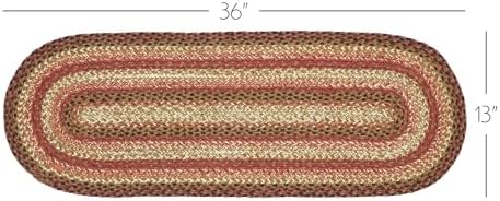 VHC Brands Primitive Ginger Spice Table Runner, Orange Red Natural, Jute Blend, Oval, 13x36 Inches - Image 2