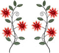 KHJCXS 2 Pieces Metal Flower Leaf Wall Art, 15.1"×7.3" Modern Rustic Iron Artwork Hanging Decor for Home Bedroom Living Room Dining Room Kitchen Hallway Office (Red) by WelcometoKHJCXS