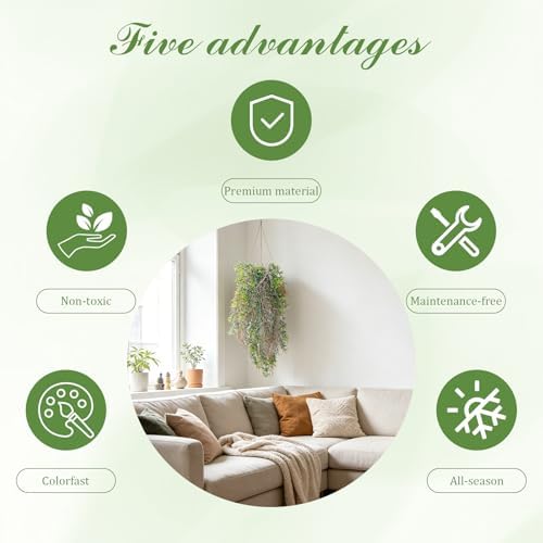 dallisten 4Pcs Fake Hanging Fern Plants for Outdoors, UV Resistant Artificial Ferns Greenery Vines Faux Trailing Plants for Indoor Wall Porch Wedding Boho Home Garden Decor(4PCS WhiteGreen Ferns) - Image 4