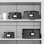 Aokeyee 4-Piece Plate Storage Set, Hard-Shell Dinnerware Organizer, Grey - Image 6