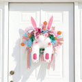 Easter Bunny Butt Wreath, Spring Door Decoration Kit, Colorful Ribbon and Floral Design, 18 x 15.9 Inches, Indoor Outdoor Welcome Sign by MCJC