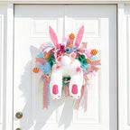 Easter Bunny Butt Wreath, Spring Door Decoration Kit, Colorful Ribbon and Floral Design, 18 x 15.9 Inches, Indoor Outdoor Welcome Sign by MCJC