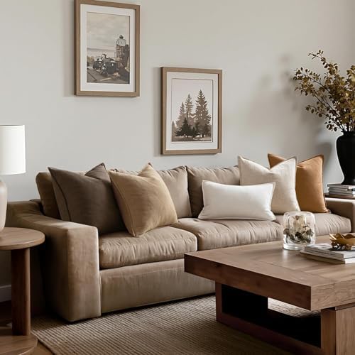 MIULEE Neutral Brown Boho Linen Pillow Covers 22x22 Inch Pack of 4 - Image 4