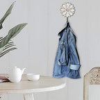 dwellington Decorative Wall Mounted Flower Hooks, White Distressed Wood Hanging Hooks, Farmhouse Boho Coat Rack for Hanging Things, Towels, Purse - Image 3