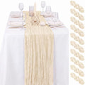 10 Pack Ivory Cheesecloth Table Runner 17"x108" Boho Gauze Fabric Table Runner Vintage Rustic Sheer Runners for Wedding Party Bridal Baby Shower Table Decorations by Lamshionow