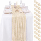 10 Pack Ivory Cheesecloth Table Runner 17"x108" Boho Gauze Fabric Table Runner Vintage Rustic Sheer Runners for Wedding Party Bridal Baby Shower Table Decorations by Lamshionow