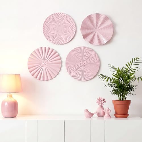 Hicarer 4 Pcs 12 Inch Pink Metal Wall Art Decor Modern Sunburst Decor - Image 6
