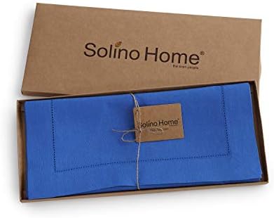 Solino Home 100% Pure Linen Table Runner Royal Blue Hemstitch, 14 x 156 in - Image 5