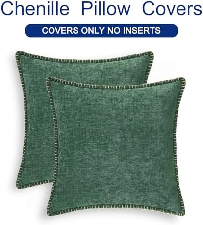 CaliTime Decorative Couch Throw Pillow Covers 24 X 24 Inches Dark Green - Image 6