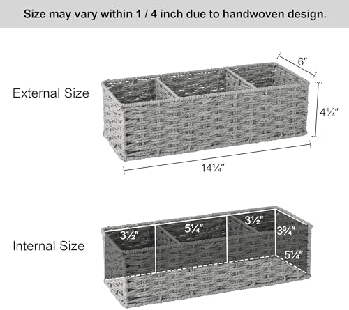 StorageWorks Toilet Paper Basket, Paper Rope Woven Toilet Tank Basket, Gray - Image 6