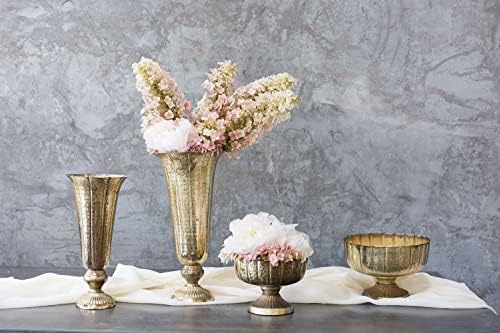 Accent Decor Distressed Gold Metal Compote Bowl | Gold Compote Vase l Lita Metal Vase l Indoor and Outdoor Compote for Any Event - Image 5