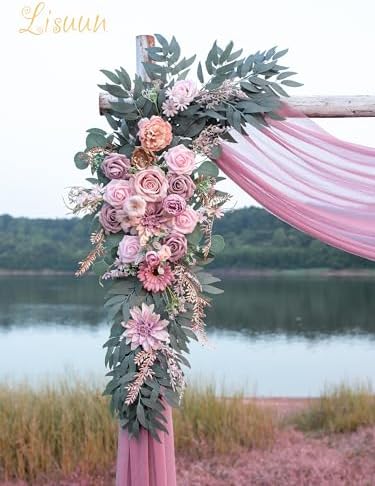 Lisuun Artificial Wedding Arch Flowers, 2 Large Floral Swags - Image 3