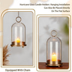 Metal Candle Holder Handmade Glass,Brass Dome Hurricane Glass Candle Holder - Image 4