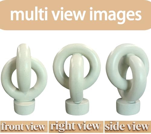 12" Modern Abstract Ring Decorative Sculpture, Knot Sculptures,Home Decor,Coffee Table Statues,Dining Living Room Desk Decor,Light Gray - Image 6