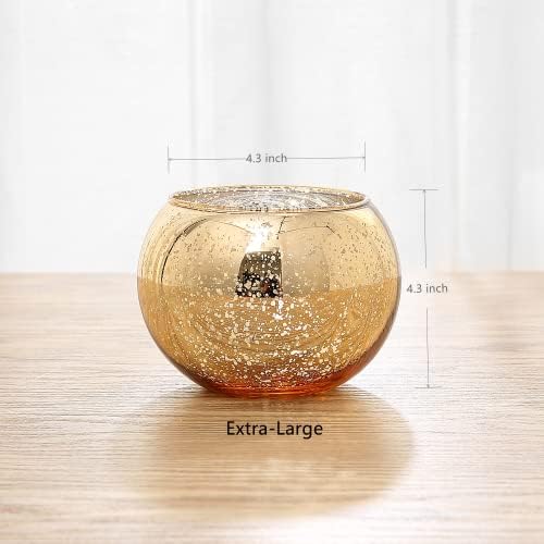 Set of 6 Bling Vases - Round Golden, Silver & Rose Gold Table Vase - Party & Wedding Centerpiece (Gold, X-Large) - Image 2