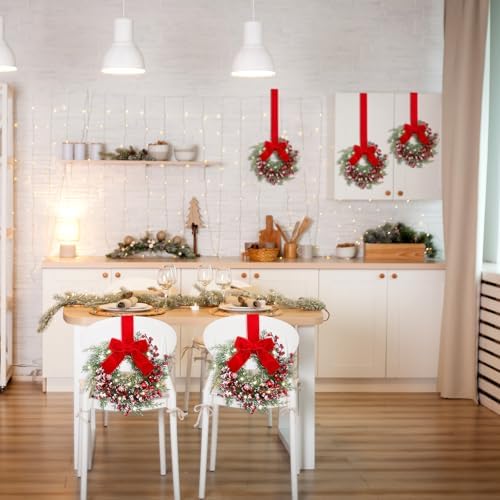 Hoteam 4 Pcs 9 Inch Mini Christmas Wreaths for Cabinets - Image 4
