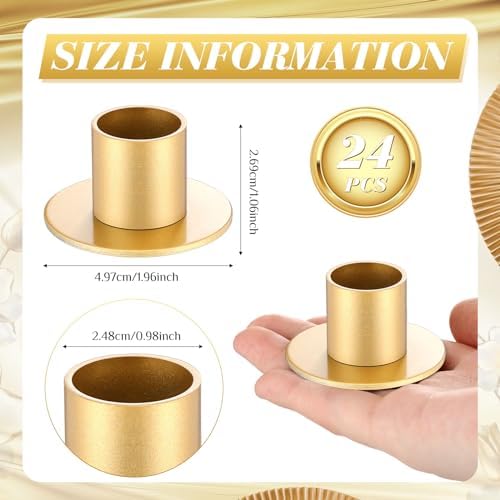FoldTier 24 Pcs Golden Taper Candle Holders Bulk for 0.98 Inch Pillar - Image 3