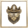 Newinhome Animal Heads Wall Decor (Includes Metal Frame) Resin Animals Sculptures Head Wall Hanging Decoration Gold vintage Wall Sculpture for Living Room Bedroom Office(Bobcat) by Newinhome