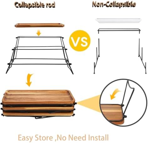 3 Tier Wood Serving Tray Set Tiered Serving Platters,17 Inch Three Layer Serving for Party Entertaining Food Display Cookie Fruit Dessert Cupcake Stand Serving Trays - Image 3