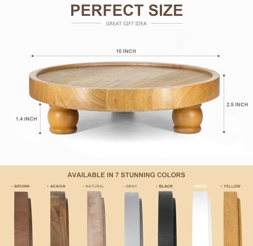 EOSAHR Wood Display Riser: Rustic Pedestal Stand for Bathroom Decor, Yellow - Image 2